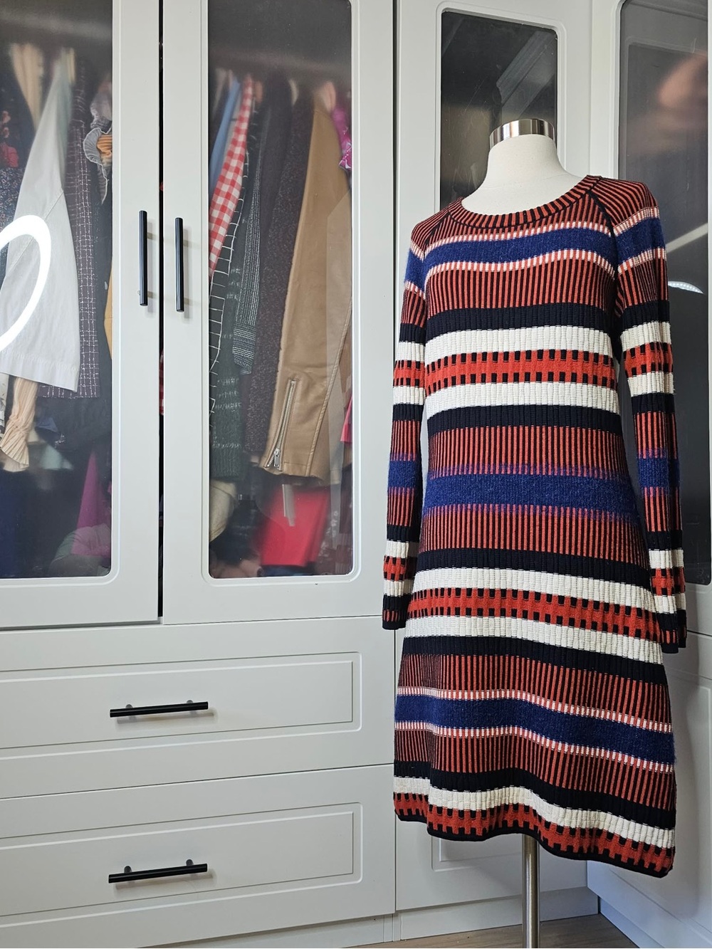 Tory Burch Monterey striped wool blend dress size small